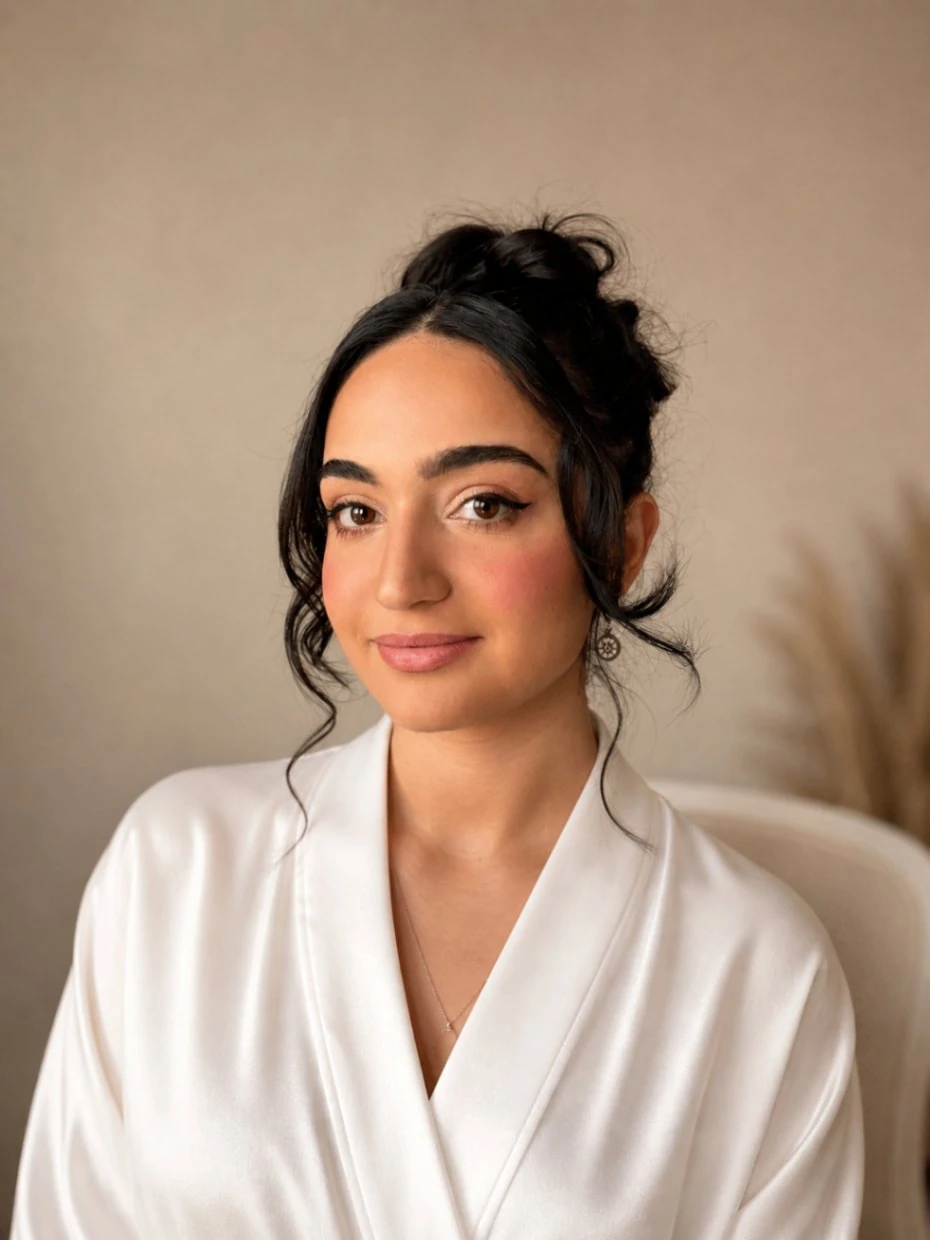 Bridal makeup, front facing