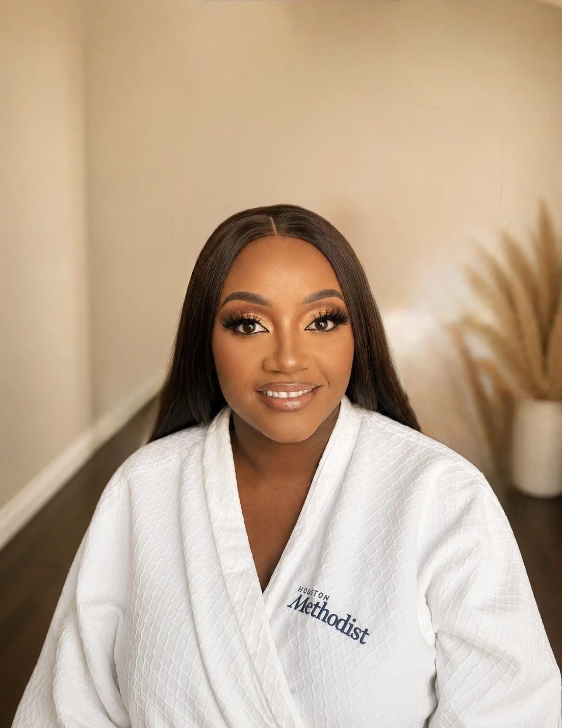 Glam makeup with natural lashes