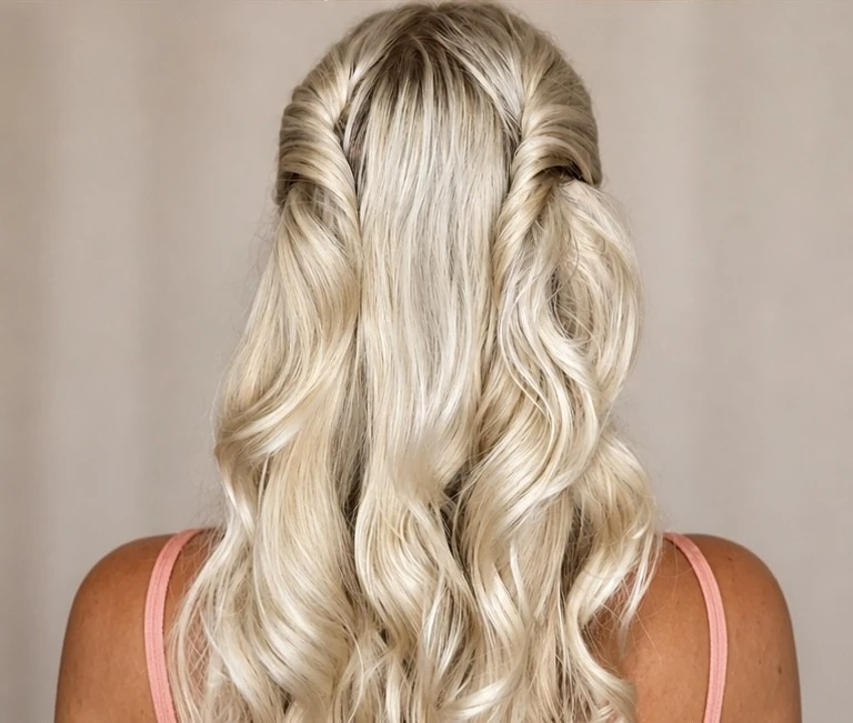 Half-up waves, back view